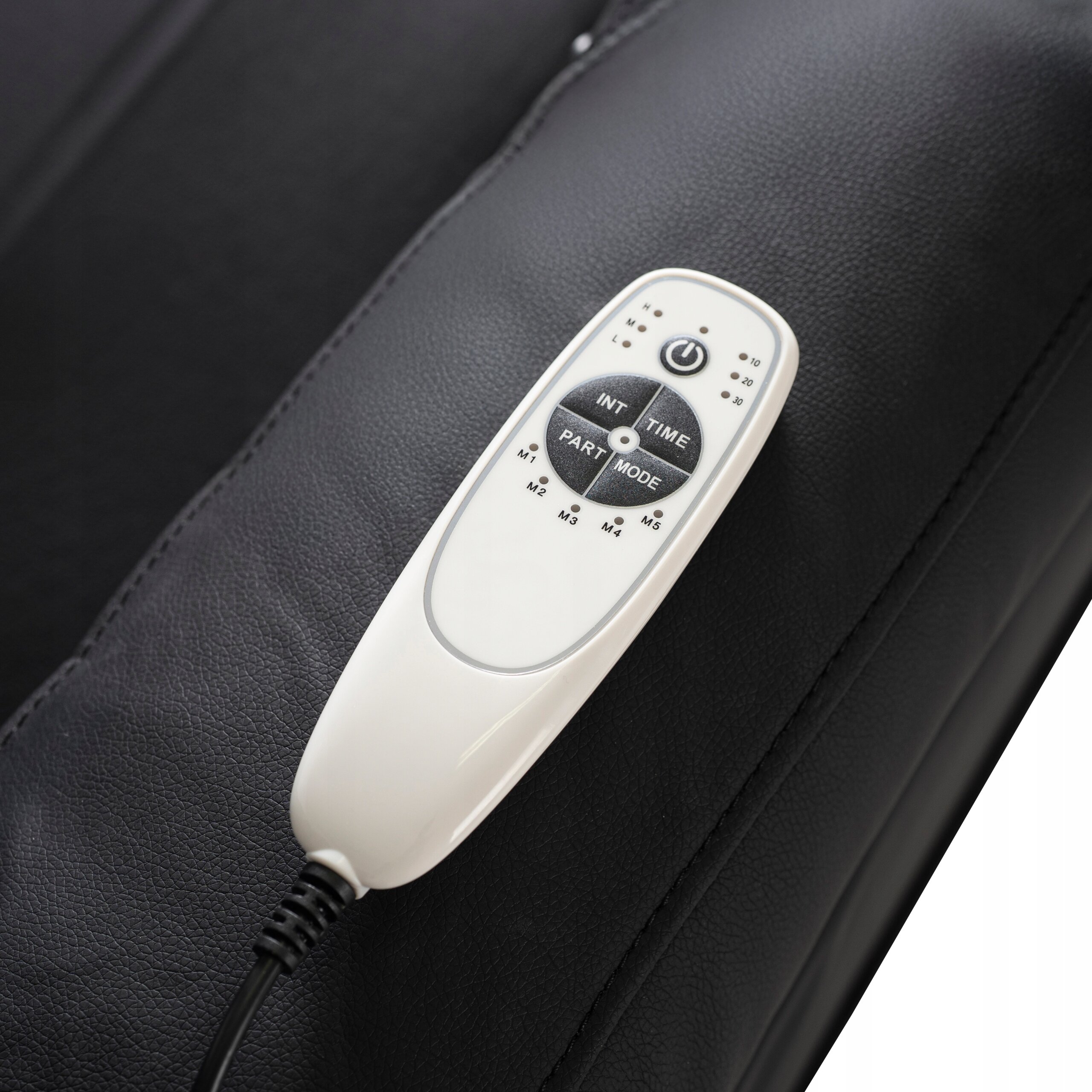 Fotel Masujący Rozkładany Wypoczynkowy Do Salonu z Podnóżkiem Czarny BOX