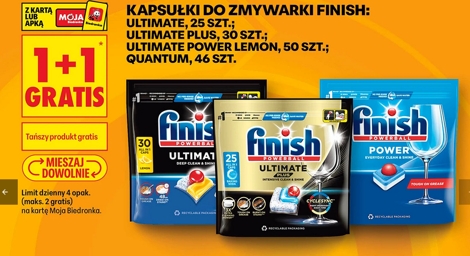 Kapsułki do zmywarki FINISH (1+1 GRATiS)
