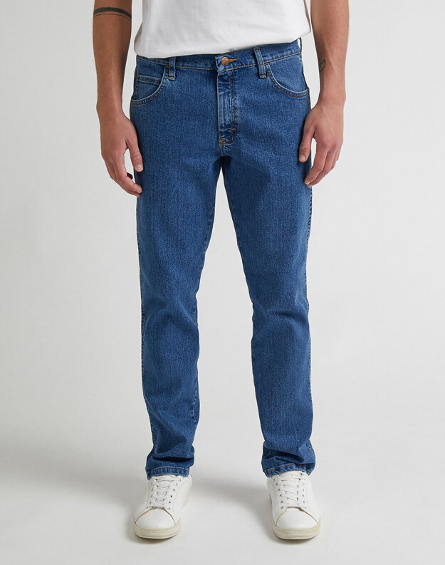 Wrangler - Męskie Czarne Jeansy Straight Leg