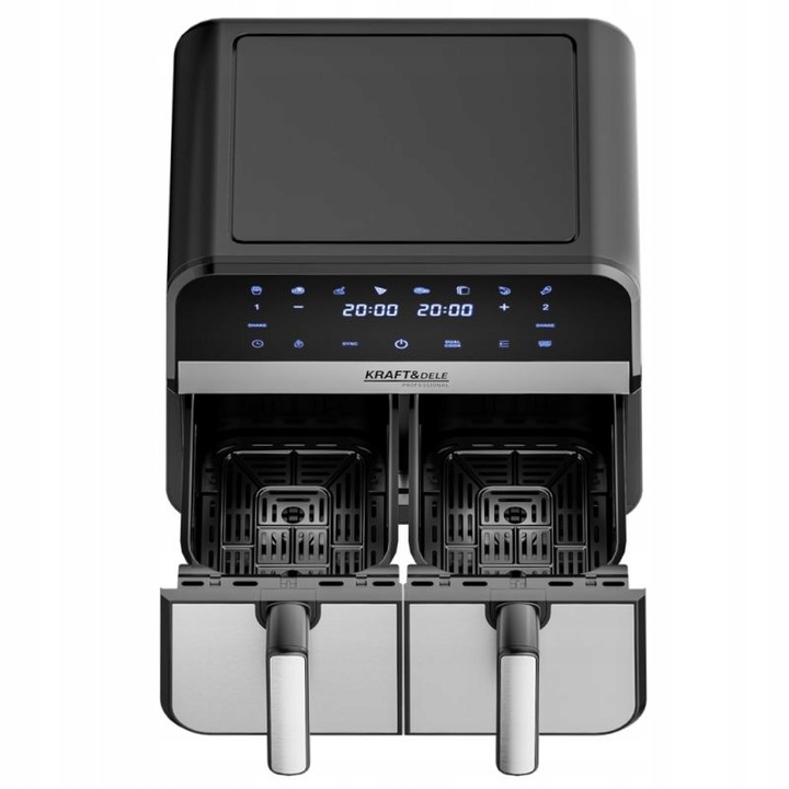 FRYTKOWNICA BEZTŁUSZCZOWA NIEPRZYWIERAJĄCA AIRFRYER 2 KOMORY 9L 2500W DUŻA