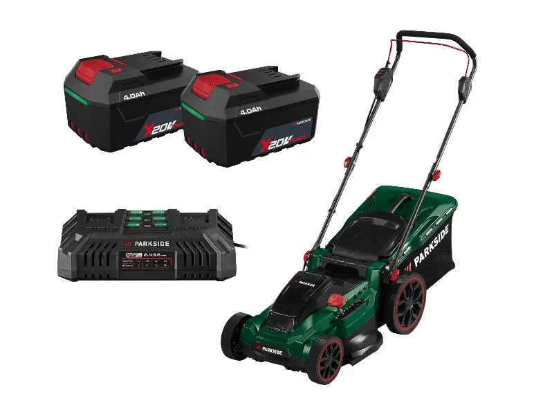 PARKSIDE® Zestaw Kosiarka akumulatorowa 40 V z 2 akumulatorami 4 Ah i podwójną ładowarką 2 x 4,5 A