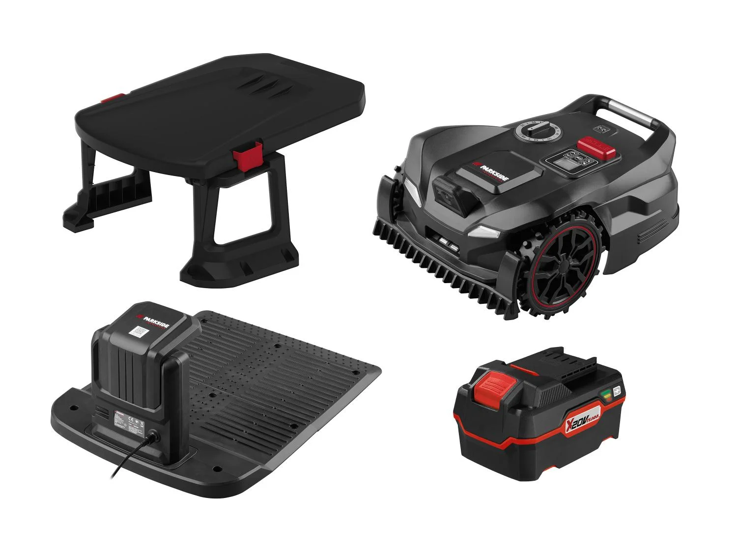PARKSIDE PERFORMANCE® Zestaw Akumulatorowy: robot koszący, 20 V z akumulatorem, stacją ładującą i z garażem