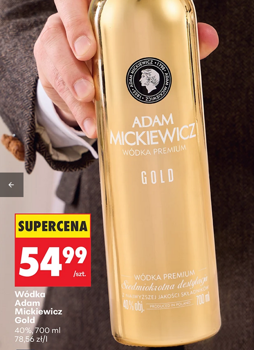 Wódka Adam Mickiewicz Gold 40%, 700 ML