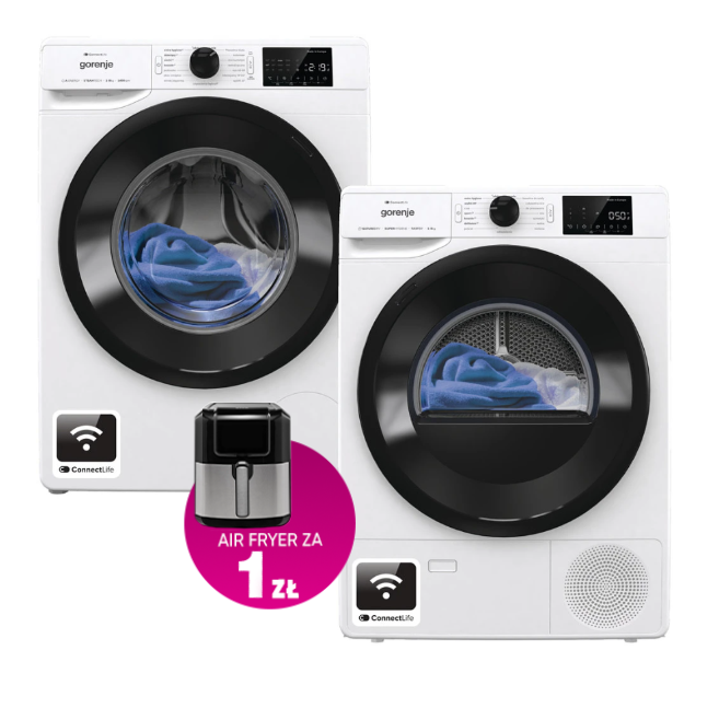 Zestaw AGD Gorenje pralka + suszarka w promo cenie + air fryer w prezencie