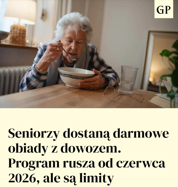 Seniorzy dostaną darmowe obiady z dowozem. Program rusza od czerwca 2026, ale są limity