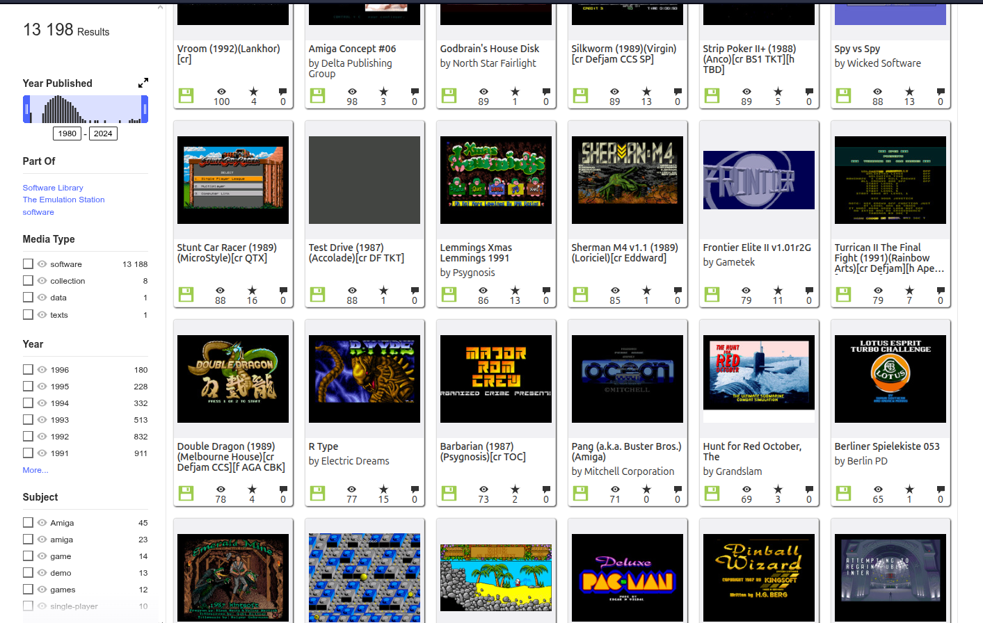 13 198 darmowych gier Amiga np. Batman, Monkey Island, Robocop, Lemmings, Turrican, Arkanoid, Pacman, Double Dragon i inne