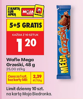 Wafle Mega Grześki, 48g (5+5 GRATiS)
