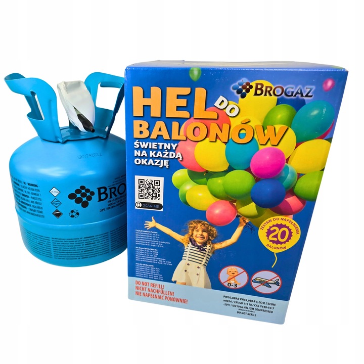 Hel do balonów butla z helem na 20 balonów + reduktor