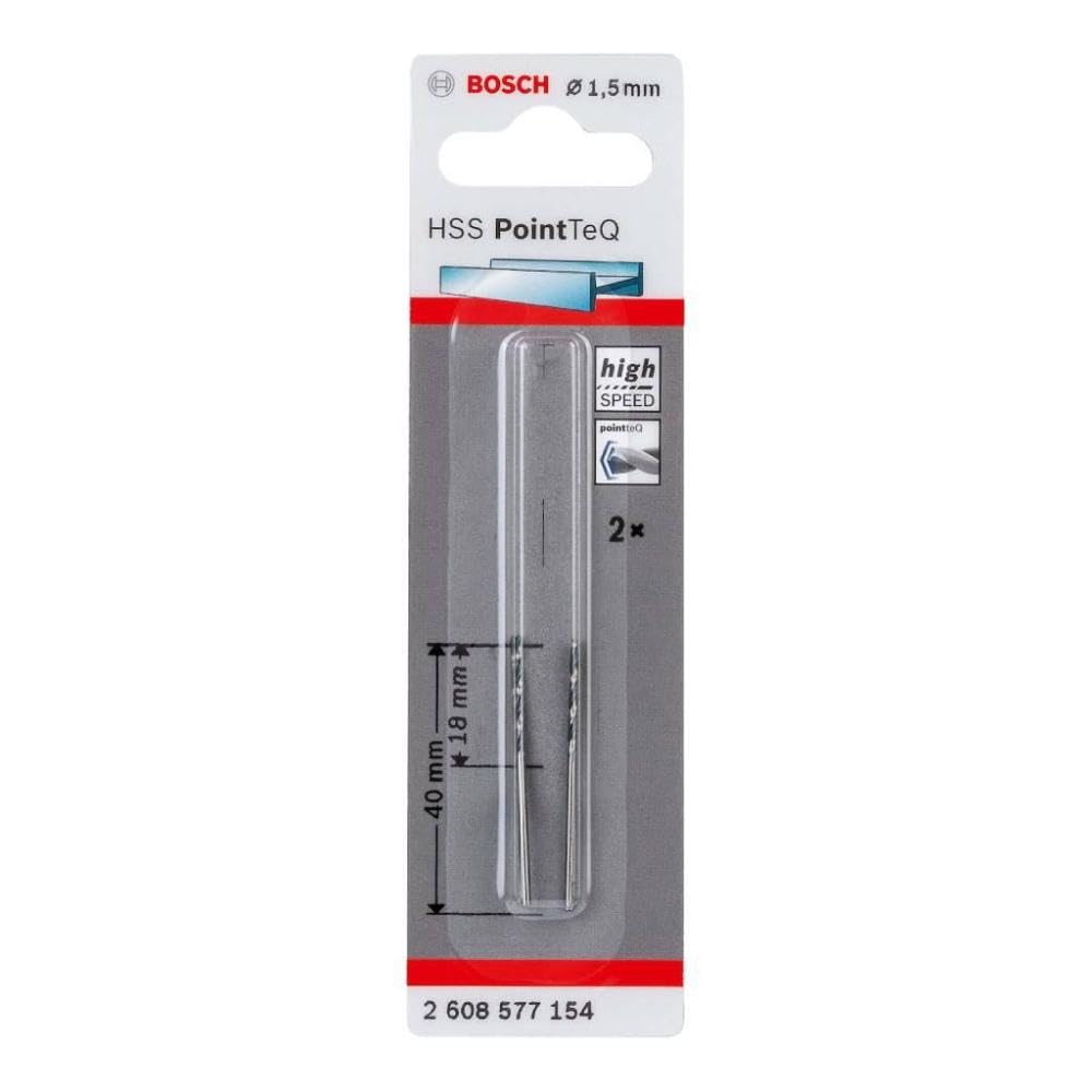 ZESTAW 2 SZTUK - Bosch Professional 2608577154 Wiertło, Srebrny, Ø 1,5 mm