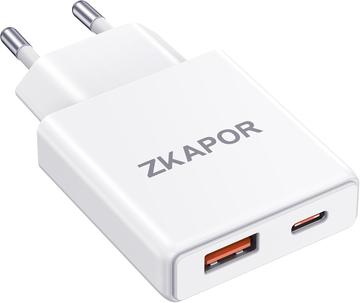 ZKAPOR Ładowarka 20W USB C, zasilacz 2-portowy USB C
