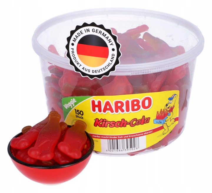 Żelki owocowe HARIBO Wiśnia Cola 150 szt z Niemiec, 1350g - od Eurotrade23