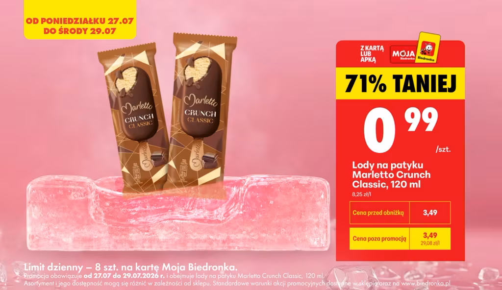 Lody na patyku Marletto Crunch Classic, 120 ML