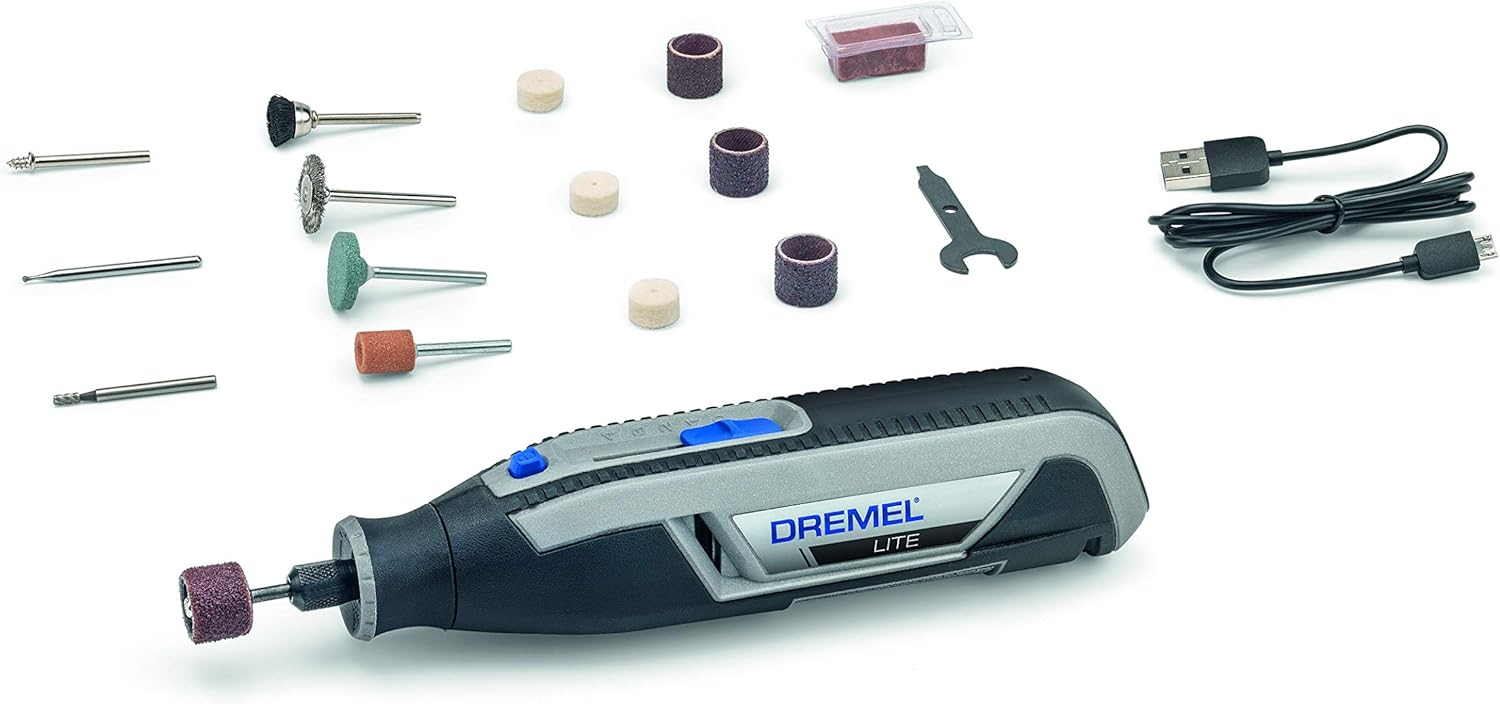 Dremel Lite 7760 akumulatorowe narzędzie obrotowe litowo-jonowe 3,6 V, zestaw multinarzędzi z 15 akcesoriami, 8000-25 000 obr./min