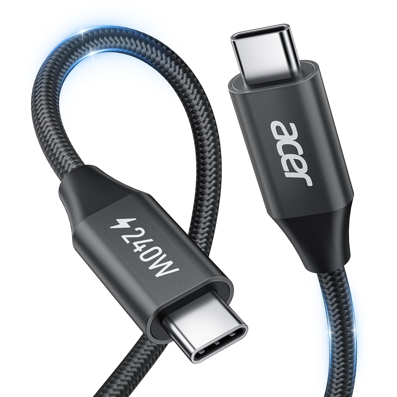 Kabel ładujący Acer USB-C, 240W, 3m, USB C do USB C, Aluminium+Nylon