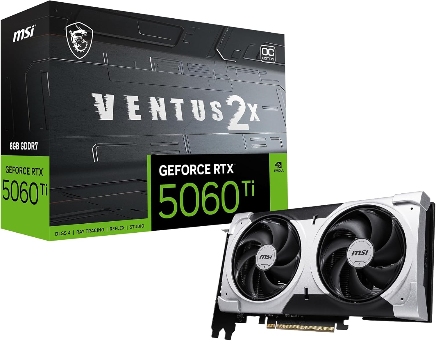 Gamingowa karta graficzna MSI RTX 5060 Ti 8G Ventus 2X OC Plus (8 GB GDDR7, TBA-bit, TBA MHz, DisplayPort x3 2.1a, HDMI 2.1b, NVIDIA Blackwell Architecture)