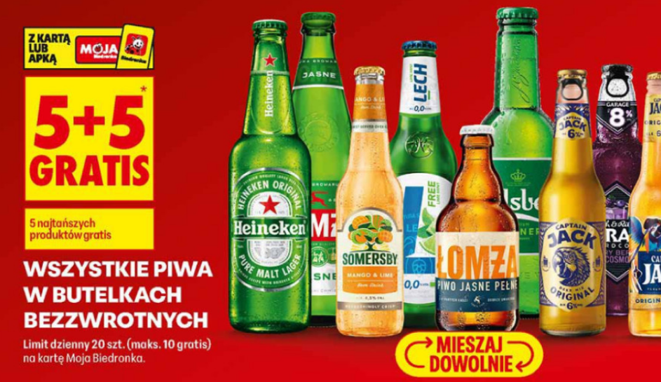 Wszystkie piwa w butelkach bezwrotnych (5+5 GRATiS)