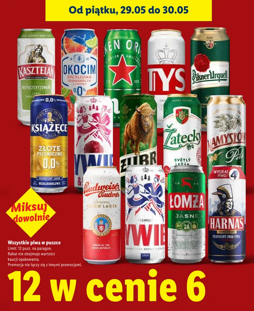 Wsztystkie piwa w puszcze (6+6 GRATIS)