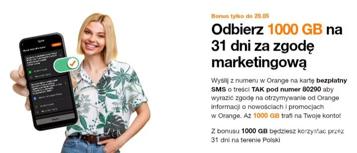 1000 GB za DARMO od Orange za zgody marketingowe