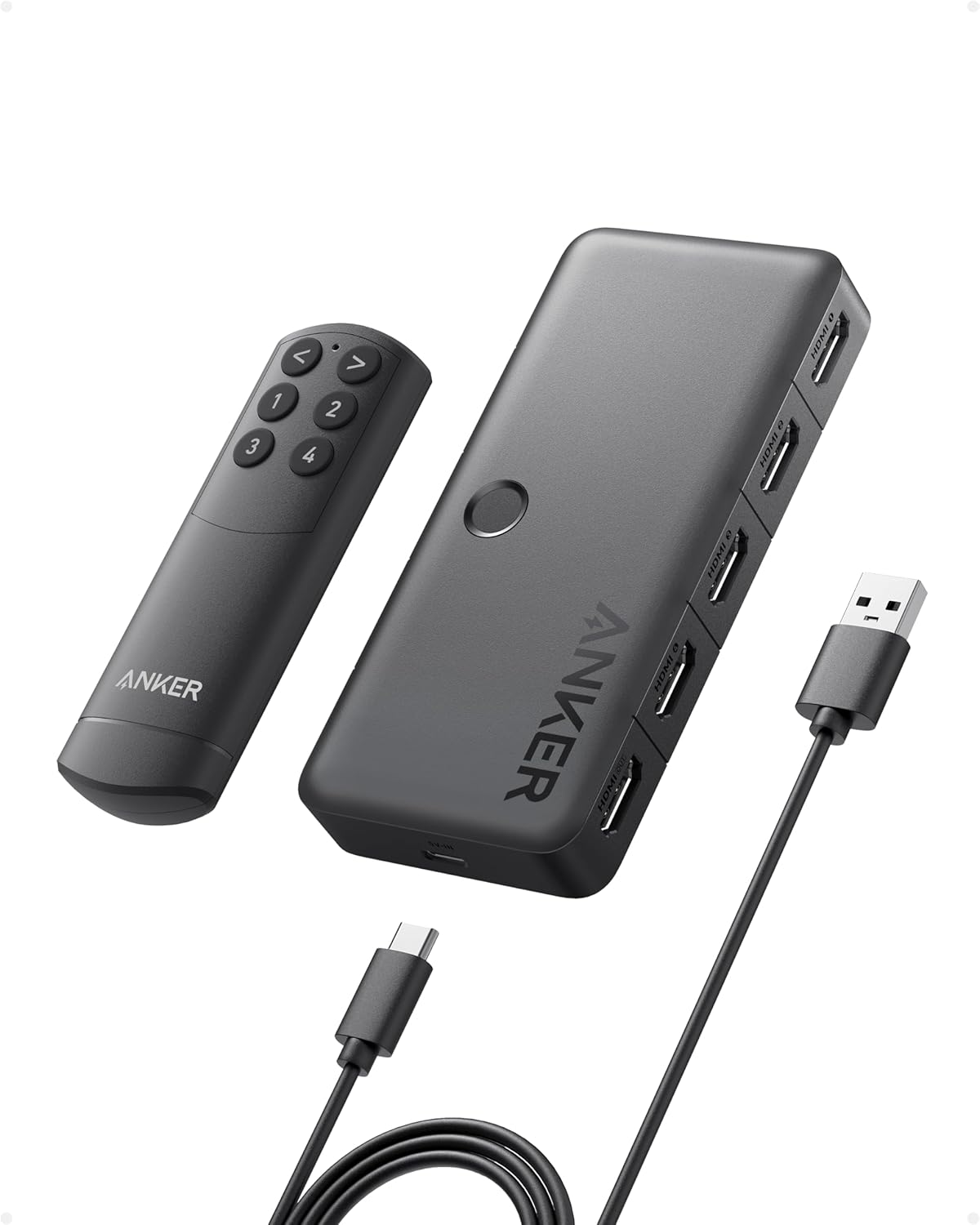 Anker HDMI Switch Bi-Directional 4K@60Hz 4 in 1, metalowa obudowa + pilot