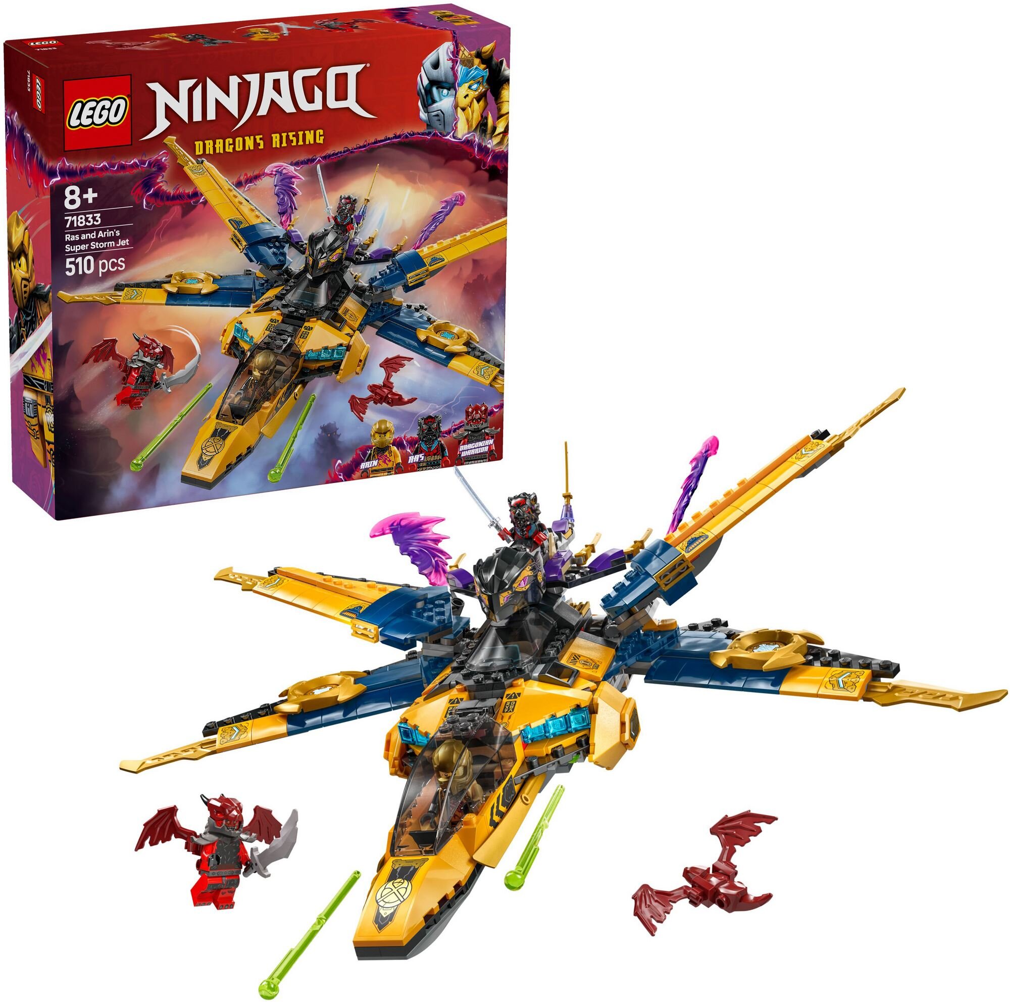 Klocki LEGO 71833 NINJAGO Ras i burzowy superodrzutowiec Arina