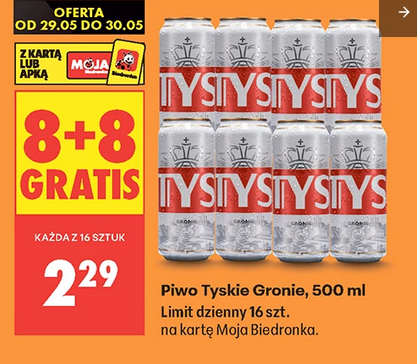 Piwo Tyskie Gronie, 500 ML (8+8 GARTiS)