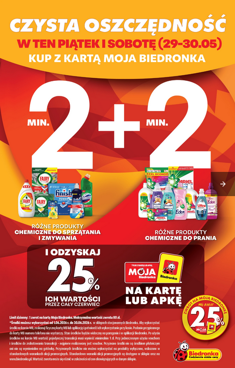 ZWROT 25% wartości zakupionych 2 produktów chem. do sprzątania i 2 prod. chem. do prania