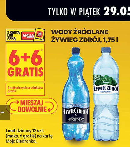 Wody źródlane Żywiec Zdrój, 1.75 L (6+6 GRATiS)