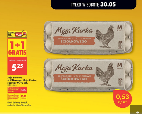 Jaja z chowu ściółkowego Moja Kurka, rozmiar M, 10 szt. (1+1 GRATIS)