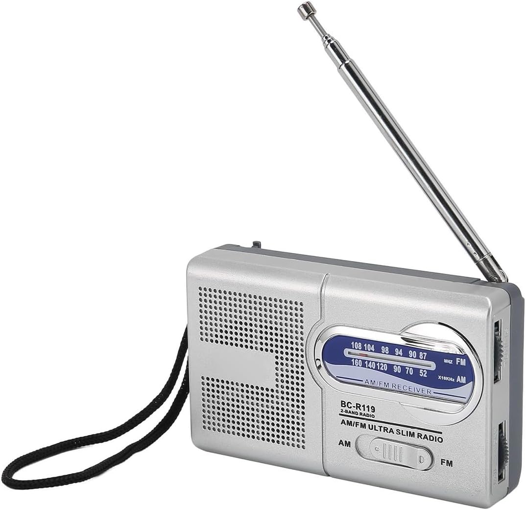 Namvo Am Fm radio zasilane bateriami wielofunkcyjne srebrno-szare