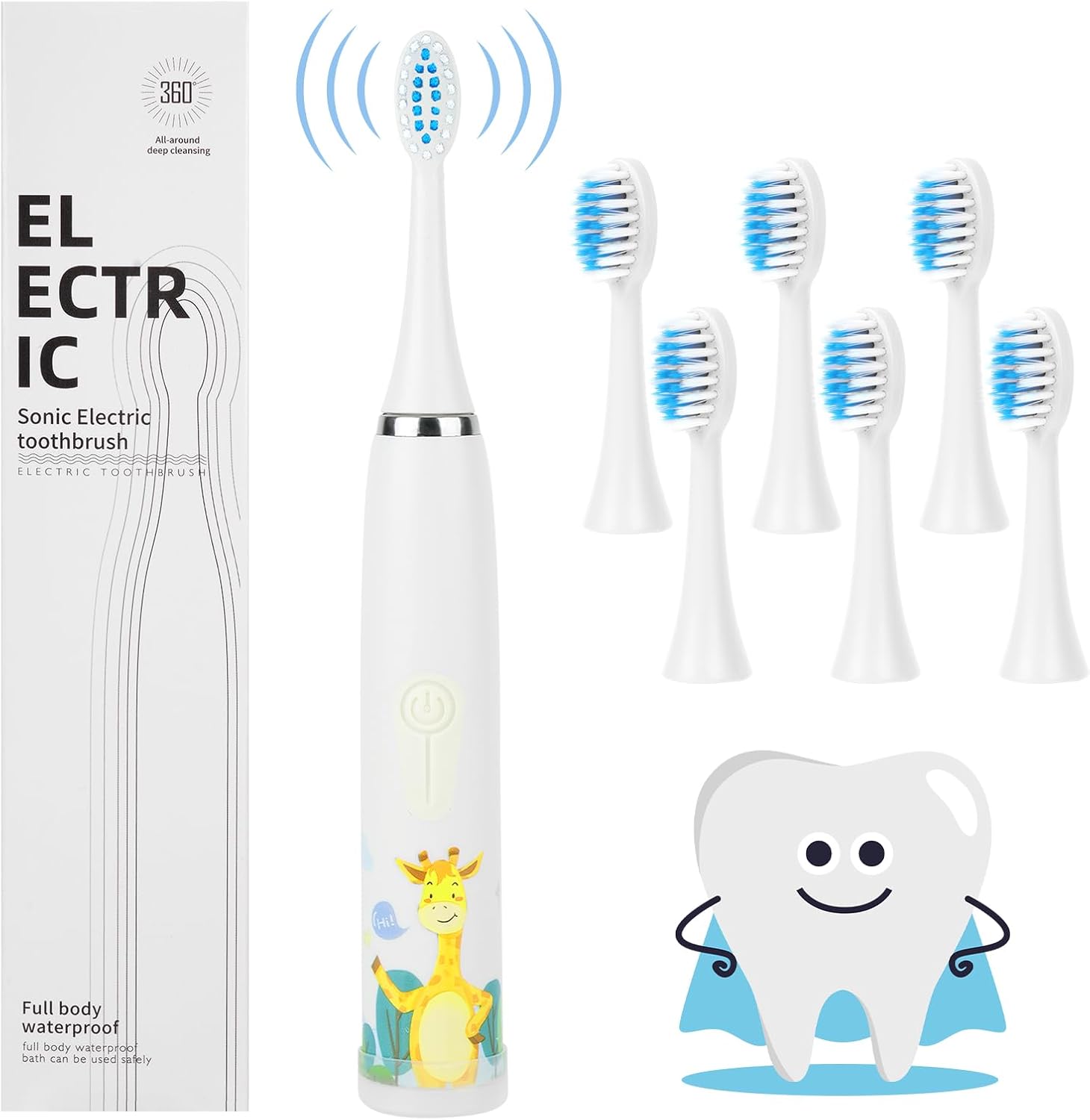 Vicloon Elektryczna szczoteczka soniczna do zębów, dla dzieci + 6 końcówek