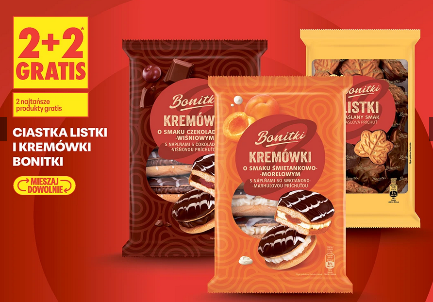 Ciastka Listki i kremówki Bonitki (2+2 GRATiS)