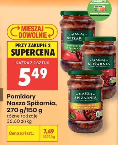 Pomidory Nasza Spiżarnia 270g/150g (przy zakupie 2 op.)