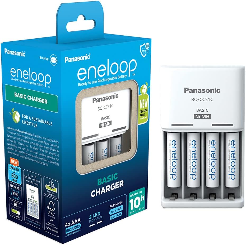 Panasonic Eneloop BQ-CC51Cic + 4 sztuki akumulatorki AAA ENELOOP 800 mAh