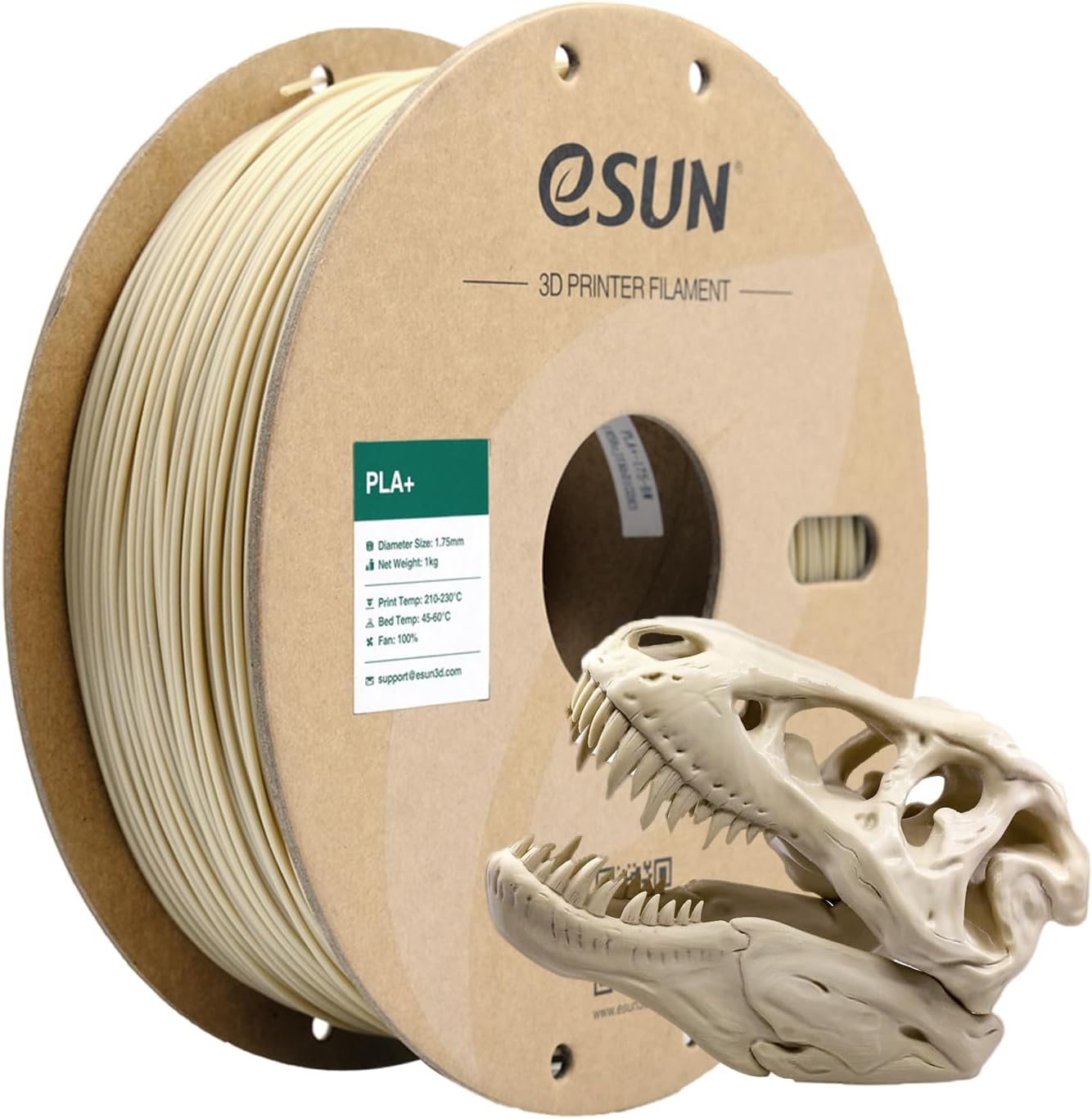 eSUN PLA+ Filament 1,75 mm, Filament PLA Plus, 1KG, do drukarki 3D, Biały Kość
