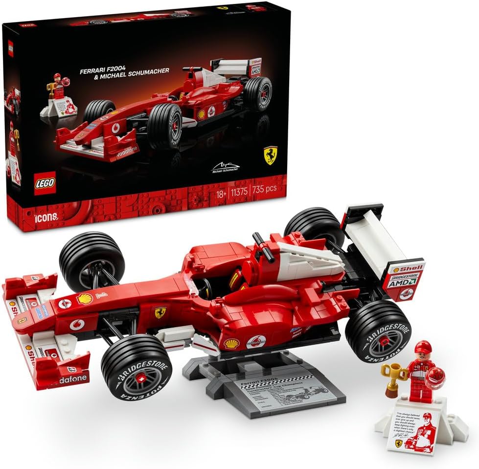 Klocki LEGO Icons Ferrari F2004 i Michael Schumacher, F1, 11375