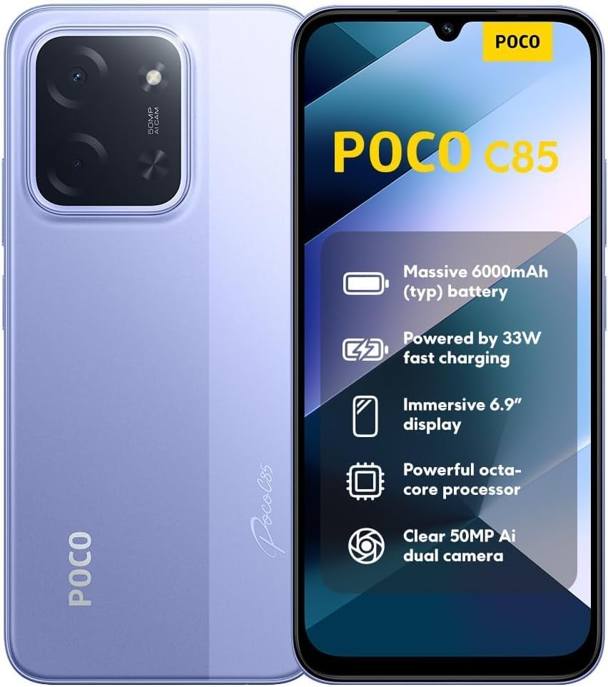 Smartfon XIAOMI POCO C85, 8/256 GB, 6,9", 120 Hz, 7,99 mm, aparat 50 MP, 6000 mAh, 2 lata gwar.