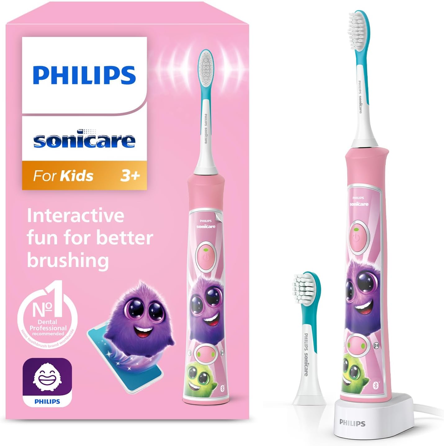 Philips Sonicare For Kids, HX6352/42, elektryczna szczoteczka soniczna z aplikacją, dla dzieci