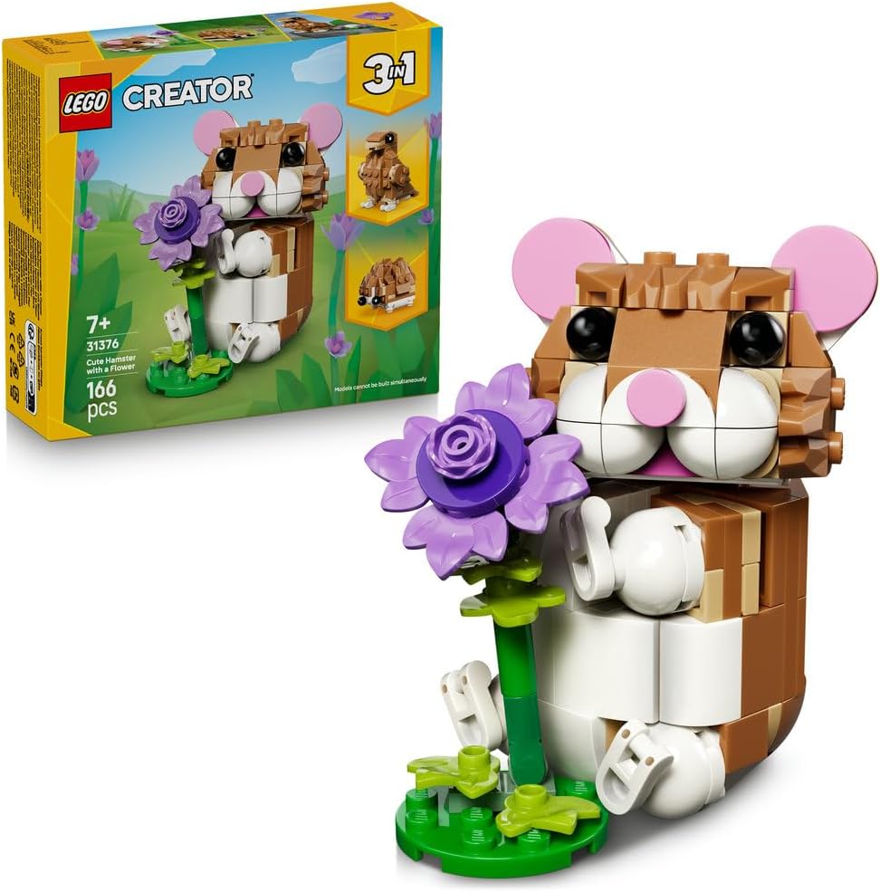 Klocki LEGO Creator, 3 w 1 uroczy chomik z kwiatkiem