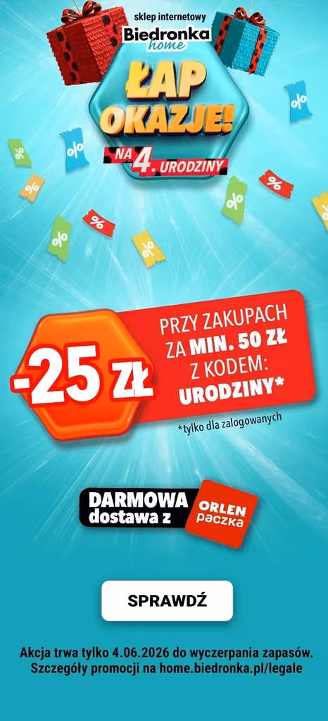 25 PLN rabatu przy zakupach za 50 PLN Biedronka Home