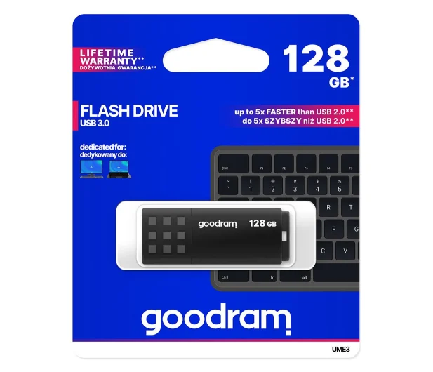 Pedrive GOODRAM 128GB UME3 odczyt 60MB/s USB 3.0, czarny