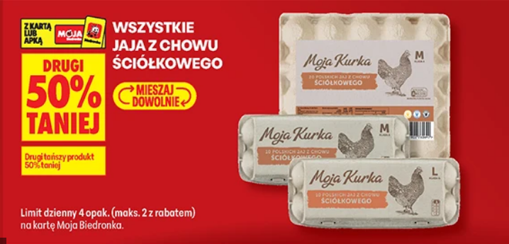 Wszystkie jaja chowu sciółkowego, rozm M i L (drugie opakowanie 50% taniej)