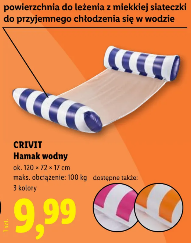 CRIVIT Hamak wodny, do 100 kg (3 kolory do wyboru)