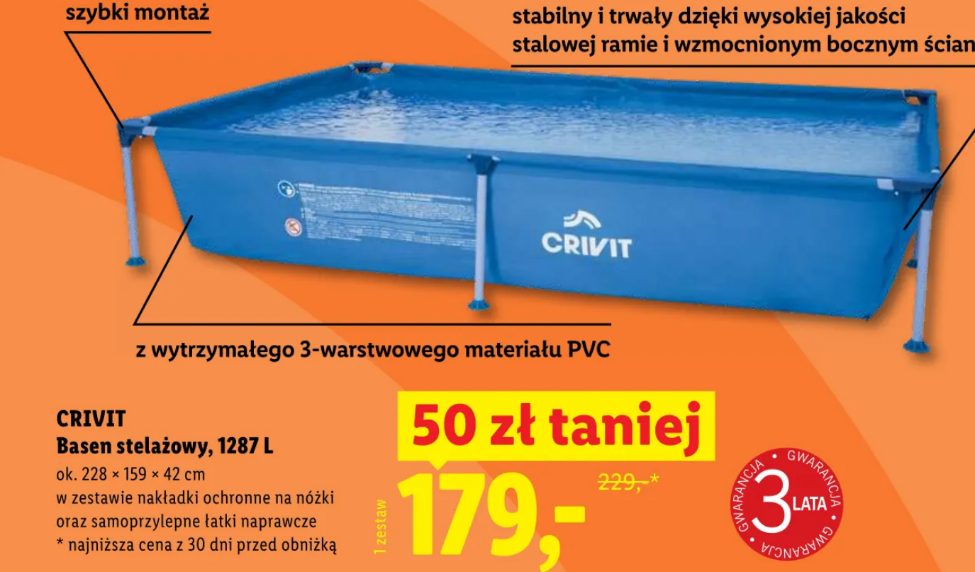 CRIVIT Basen Stalażowy, 1287 L (gawarancja 3 lata)