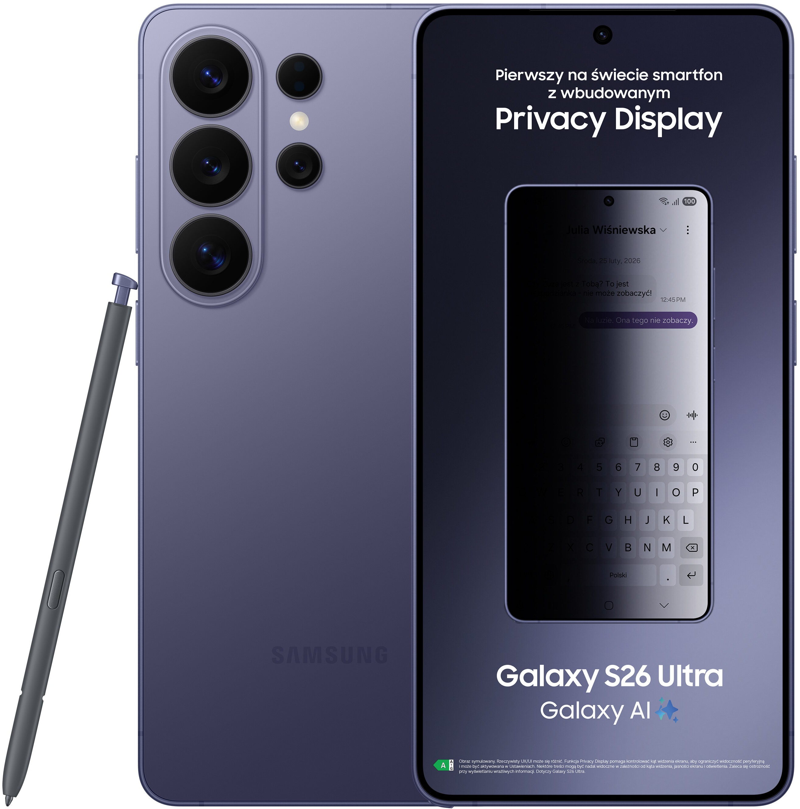 Smartfon SAMSUNG Galaxy S26 Ultra 5G 12/256GB 6.9" 120Hz Fioletowy SM-S948 EU