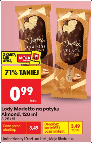 Lody Marletto na patyku Almond, 120ml