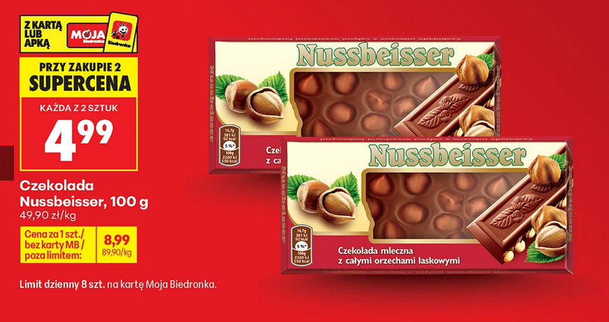 Czekolada Nussbeisser, 100g (przy zakupie 2 szt.)