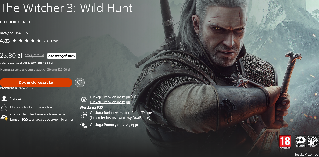 Gra Wiedźmin 3: Dziki Gon / The Witcher 3: Wild Hunt, na PS4 i PS5