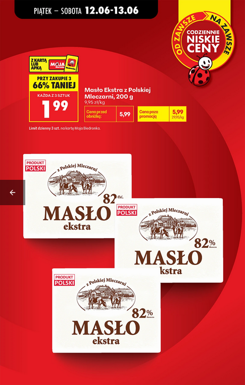 Masło Extra z Polskiej Mleczarni, 200g (przy zakupie 3 kostek)