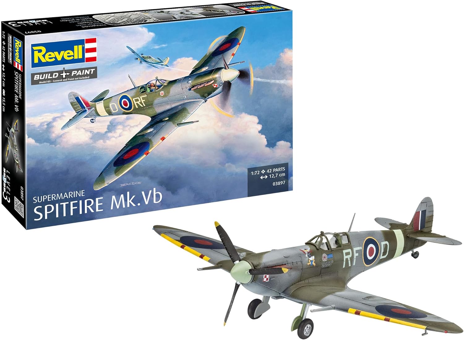 Revell Spitfire Mk.Vb. Samolot do Sklejania, skala 1:72
