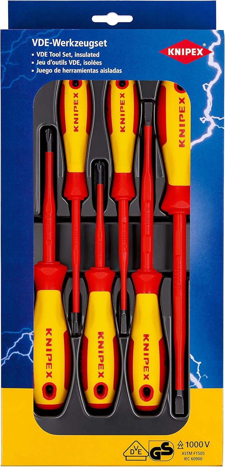 KNIPEX Zestaw wkrętaków VDE do śrub z rowkiem/Phillips, 6-częściowy